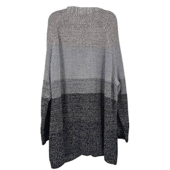 Woman Within Gray Gradient Cardigan Sweater 5X Relaxed Neutral Chunky Knit NWT - Picture 3 of 12